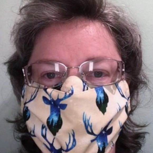 Dear Head Twilight on Gold Cotton mask w/polyp… - Picture 3 of 6